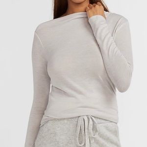 Express X You Ruched Long Sleeve Tee Top Small Lightweight Tunic Gray